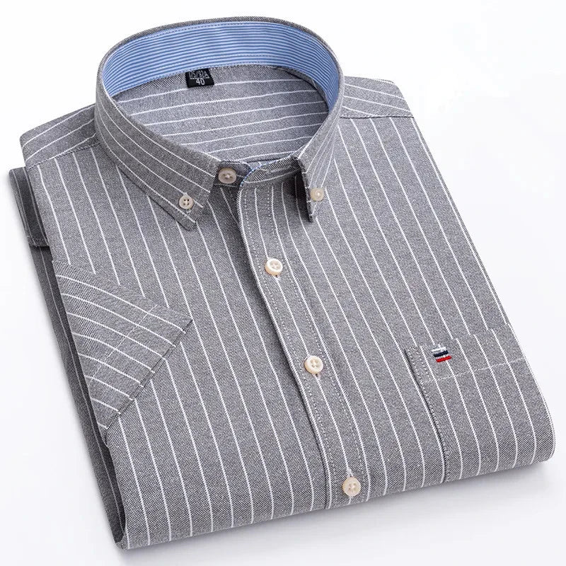 Camicia Oxford da uomo Bamboople – maniche corte, traspirante, casual business, plaid, estate e primavera - Campeda