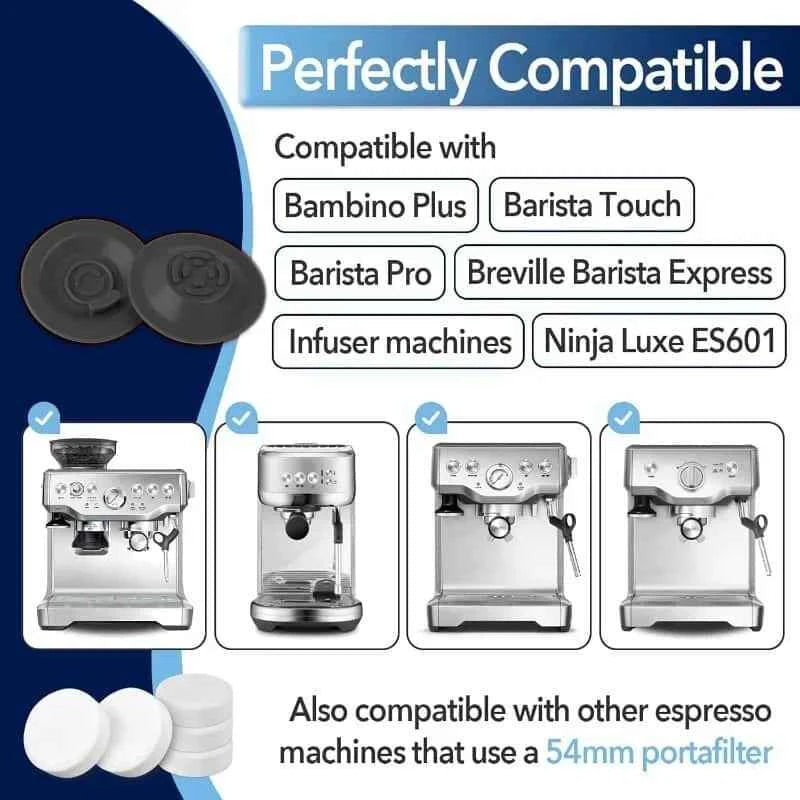 Kit di Pulizia per Macchina da Caffè Espresso 54mm per Breville - Include Disco per Backflush e Pastiglie Detergenti, Compatibile con Ninja Luxe Cafe