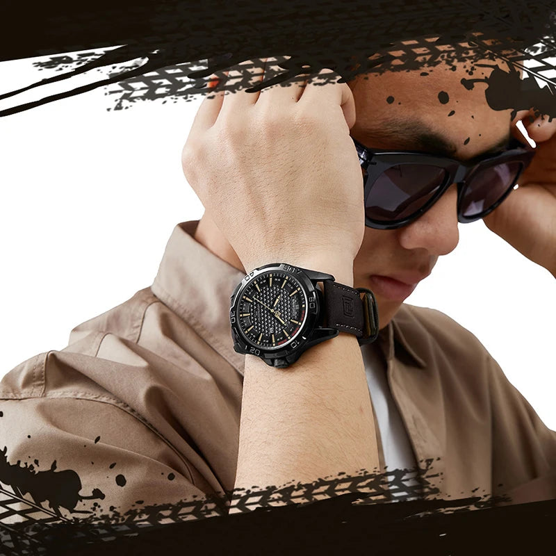 Orologio Uomo NAVIFORCE Quartz – Sportivo Militare Impermeabile con Calendario, Cinturino in Pelle