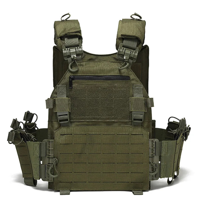 Gilet Multifunzionale a Sgancio Rapido con Taglio Laser MOLLE - Green - immagine 5