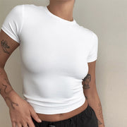 Abbigliamento donna T-shirt manica corta Slim Fit Top O-Collo Guaina lavorata a maglia