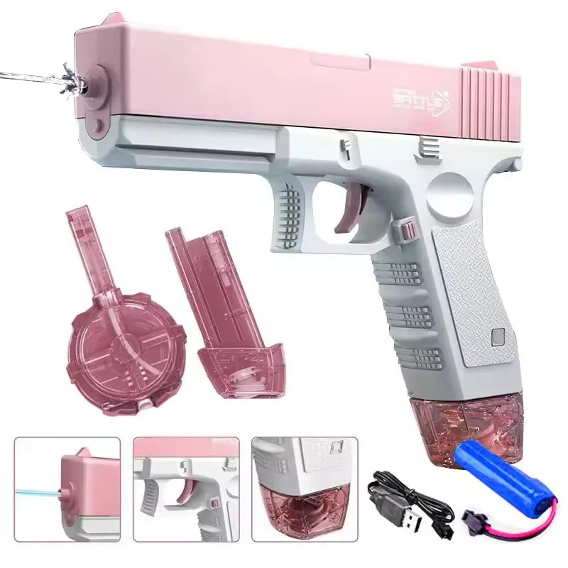 Pistole ad acqua elettriche per adulti Potente spruzza d'acqua automatica Aspirazione d'acqua Blasters Estate Giocattolo da spiaggia all'aperto per ragazzi Regalo per bambini