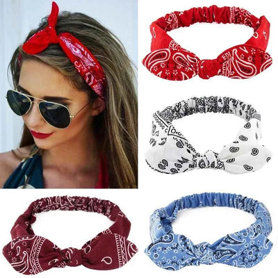 New Boho Women fasce morbide con stampa solida fasce per capelli elastiche con nodo incrociato Vintage turbante bandane fasce per capelli per ragazze accessori per capelli