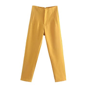 Pantaloni donna Willshela a vita alta con cerniera frontale, gamba dritta full length, stile vintage elegante e chic - Campeda