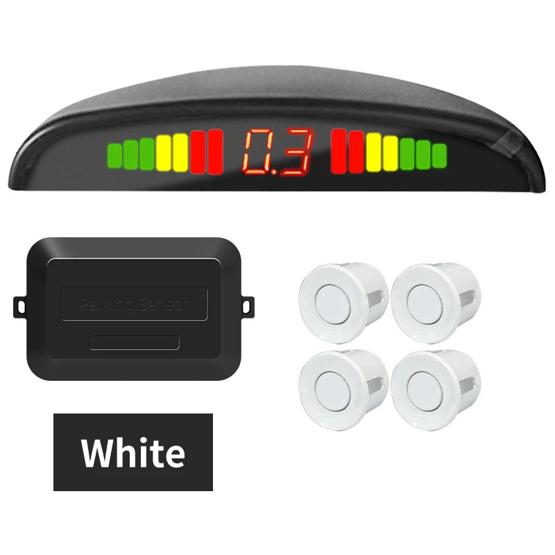 Kit Sensori Parcheggio Auto 4 Sensori 22mm – Radar Retromarcia con Display LED Retroilluminato, Sistema 12V Universale (8 Colori) - Campeda