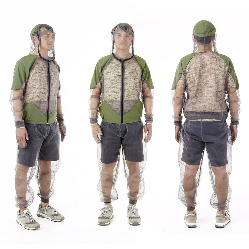 Outdoor Mosquito Repellent Suit Bug Jacket Mesh abiti con cappuccio pesca giacca da - immagine 3