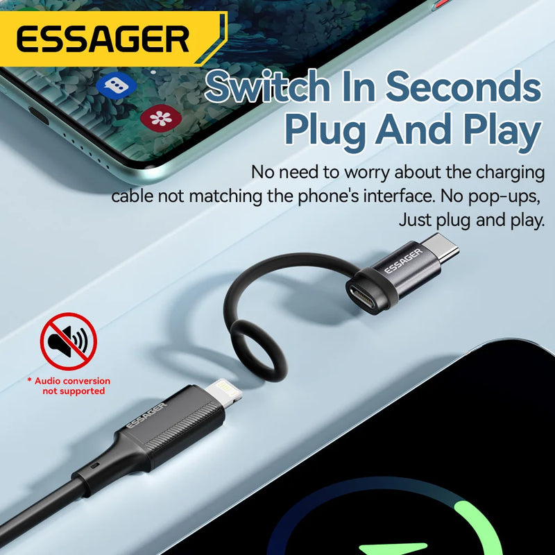 Adattatore Essager da Lightning a USB C 3A per Ricarica Rapida OTG iPhone - immagine 4