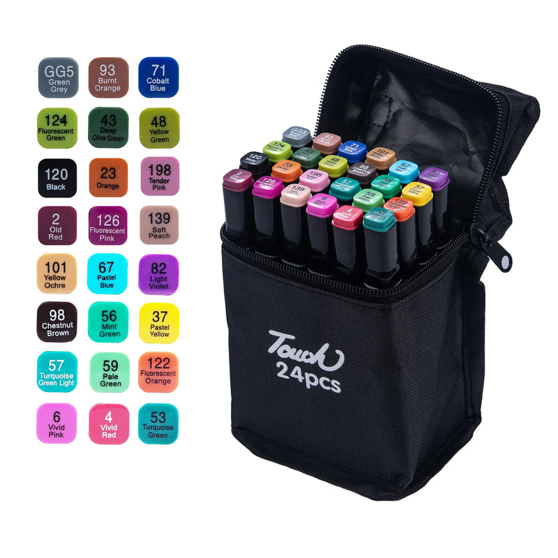 Set di pennarelli artistici oleosi a doppia testa da 24-80 colori per disegnare - 24 colori