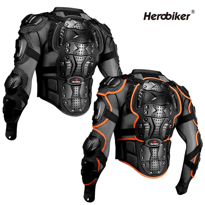 Giacca Protettiva Moto HEROBIKER – Armatura Motocross Antiurto con Protezioni Schiena Petto Spalle (S-5XL) - Campeda