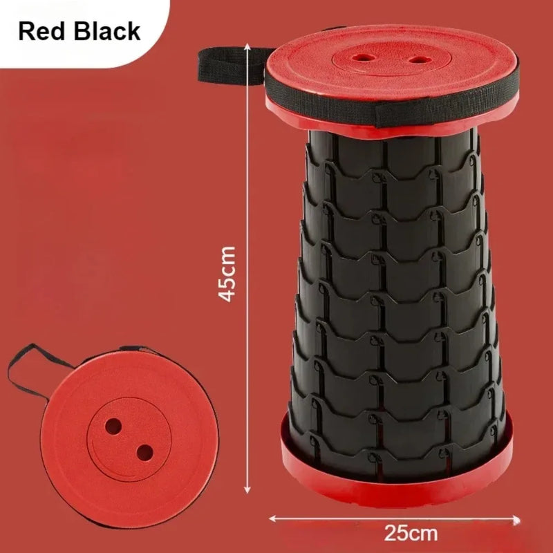 Sedia telescopica pieghevole in plastica, sgabello portatile con altezza regolabile, perfetta per la pesca, la spiaggia e il campeggio.