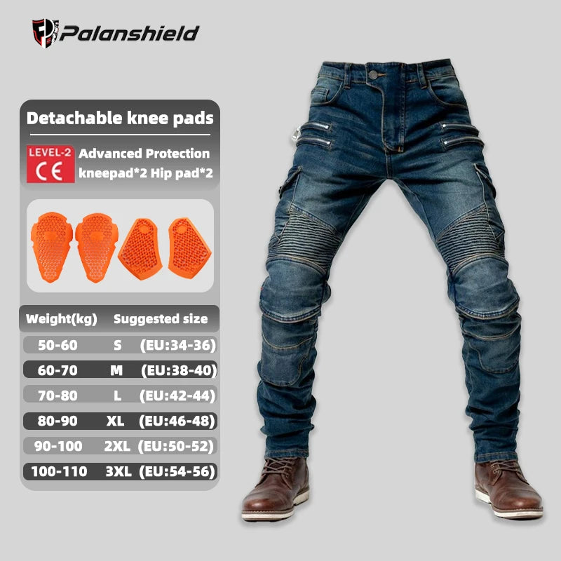 Pantaloni Moto Protettivi con Protezioni – Jeans Motocross Anticaduta con Doppia Cerniera, Pantaloni Riding Unisex 4 Stagioni