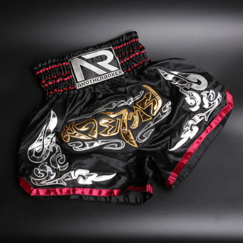 ANOTHERBOXER Muay Thai Pantaloncini MMA Ricamo Sport Fitness Combattimento Kickboxing