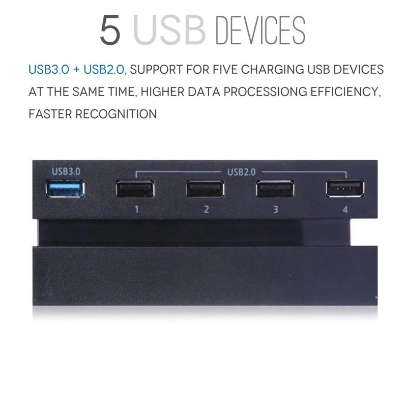 Hub USB a 5 porte per PS4, connettore Hub di espansione adattatore USB 3.0 ad alta velocità adatto per Console di gioco PS4 (non per PS4 Slim/Pro)