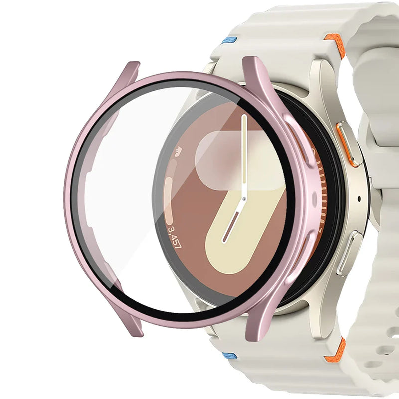 Custodia rigida opaca per PC con protezione per schermo in vetro temperato per Samsung Galaxy Watch 7 6 5 4 40mm 44mm Paraurti protettivo completo