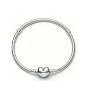 Bracciali in Argento Sterling 925 con Chiusura a Cuore e Catena Serpente - silver heart 17 centimetri - immagine 9