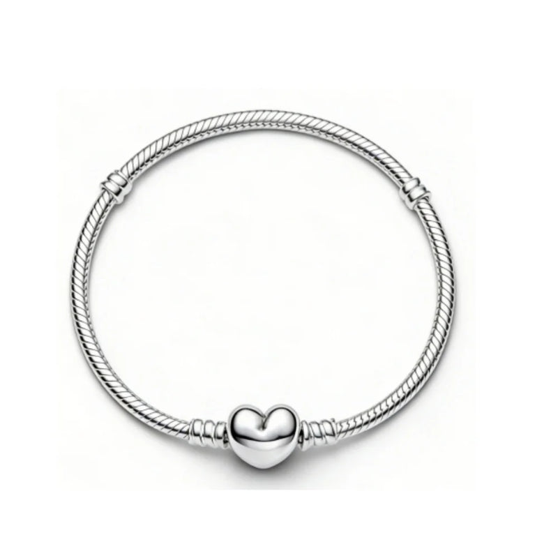 Bracciali in Argento Sterling 925 con Chiusura a Cuore e Catena Serpente - silver heart 17 centimetri - immagine 9