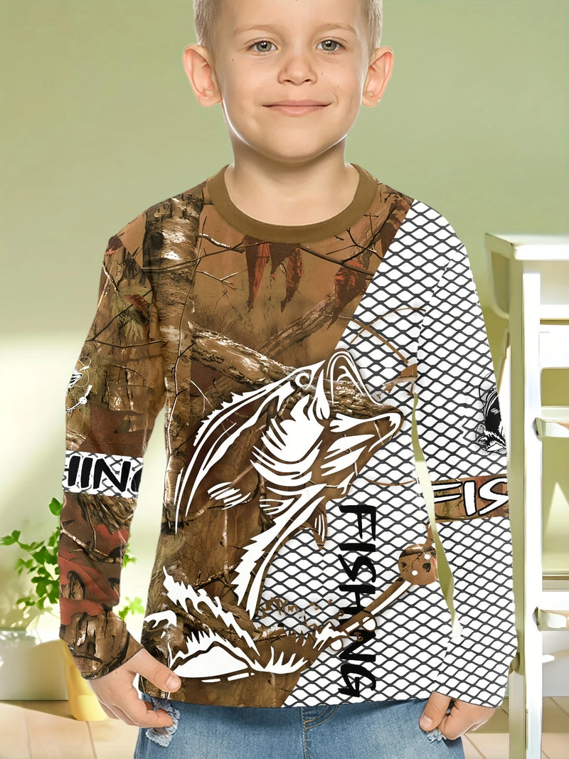Magliette grafiche da pesca Abbigliamento per bambini Autunno Manica lunga Top - immagine 3