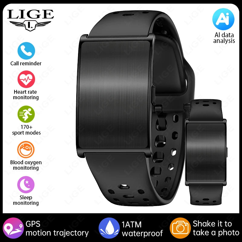 LIGE Braccialetti intelligenti senza schermo con frequenza cardiaca Sonno AI Monitor - black - immagine 3