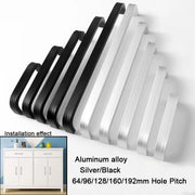 Set di 12 Maniglie Moderne per Armadio 64mm/96mm/128mm/160mm/192mm in Alluminio Solido