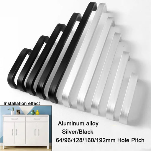 Set di 12 Maniglie Moderne per Armadio 64mm/96mm/128mm/160mm/192mm in Alluminio Solido