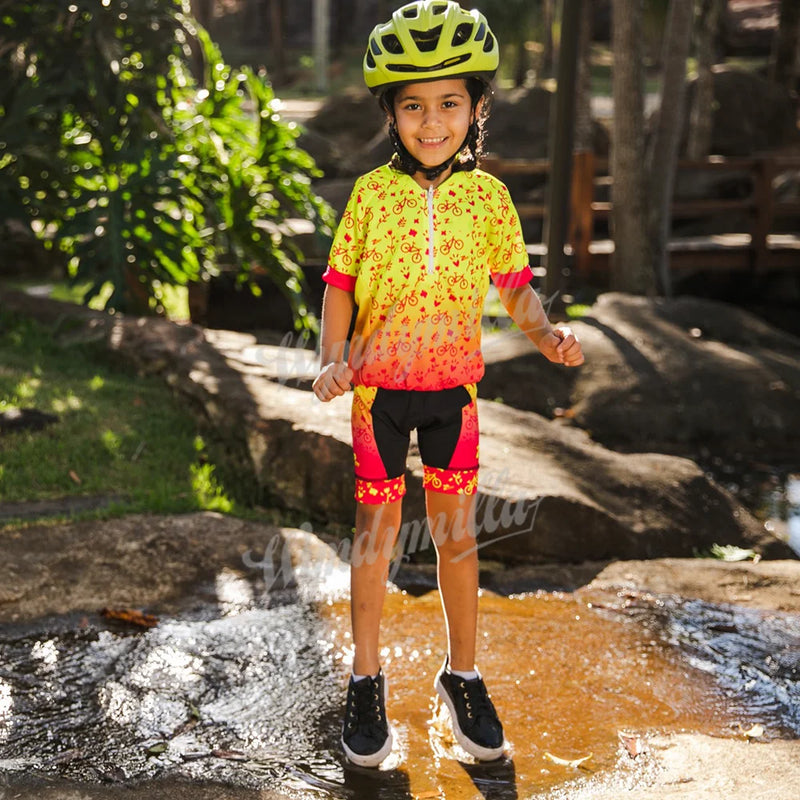 Maglia da Ciclismo per bambini Set abbigliamento estivo ragazzi MTB Ropa bici tuta - immagine 10