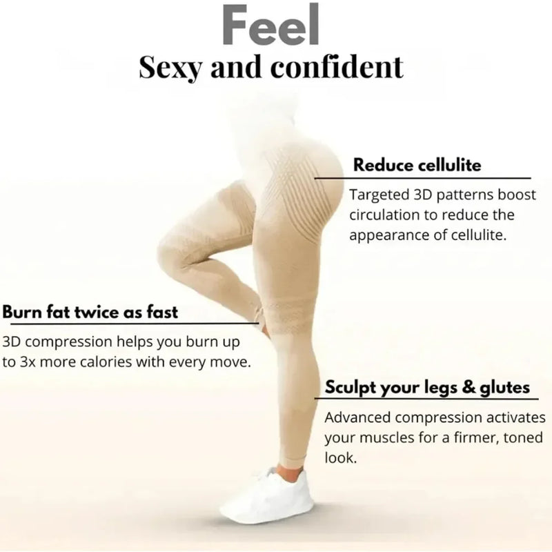 Leggings 3D Anticellulite da Donna a Vita Alta Modellanti per Glutei e Pancia - immagine 6