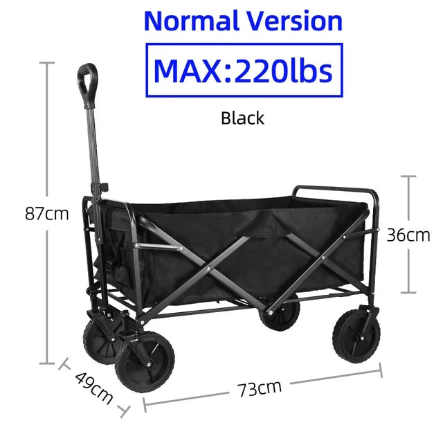 Carrello Pieghevole Heavy Duty – Grande Capacità per Campeggio, Spiaggia, Giardino & Outdoor - Campeda