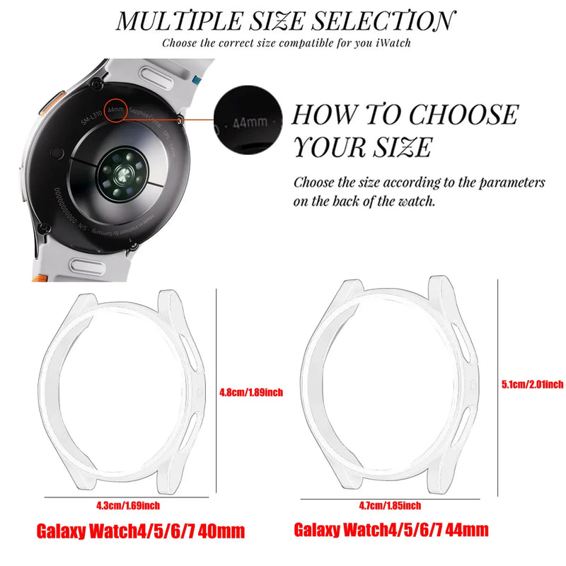 Custodia rigida opaca per PC con protezione per schermo in vetro temperato per Samsung Galaxy Watch 7 6 5 4 40mm 44mm Paraurti protettivo completo