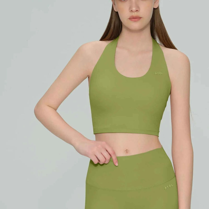 AYBL Top da yoga con scollo all'americana e pantaloncini da 2 pollici per fitness, palestra e allenamento Pilates — Tessuto delicato sulla pelle