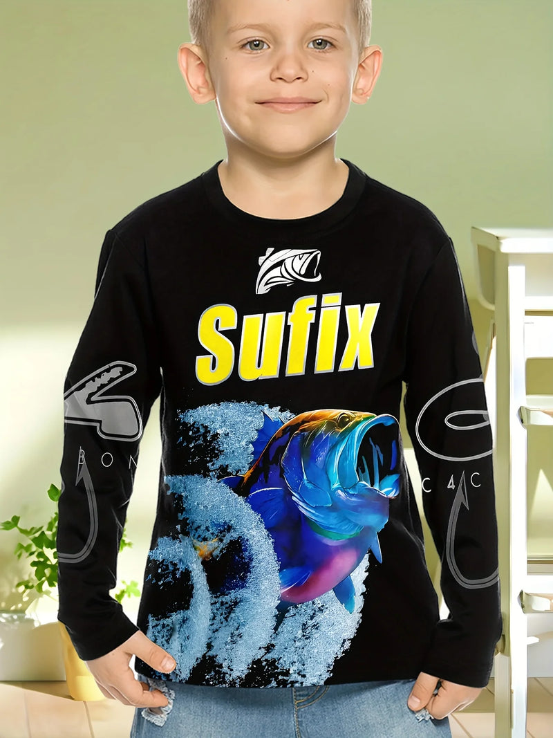 Magliette grafiche da pesca Abbigliamento per bambini Autunno Manica lunga Top - immagine 9