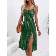 2024 donne stampa floreale senza spalline estate Boho Beach Dress stampa eleganti bretelle collo quadrato abito con spacco abiti