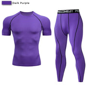 2 pezzi tuta sportiva a compressione da uomo allenamento elastico set yoga jogging - immagine 13