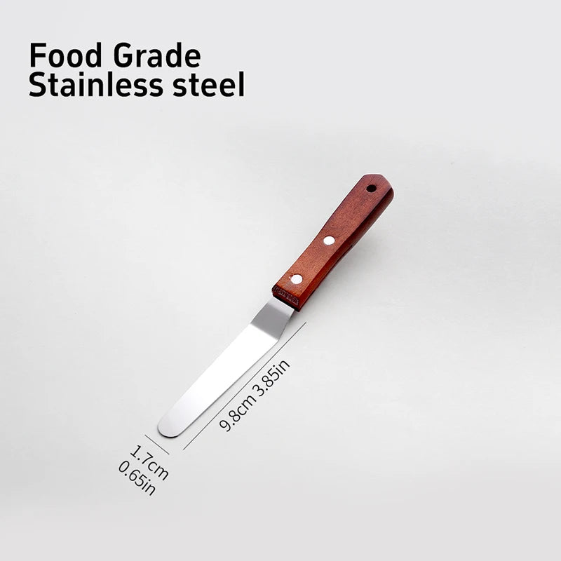 Spatola liscia in acciaio inossidabile con manico in legno per glassa al burro e glassa da cucina Utensili fai da te per torte 4/6/8/10