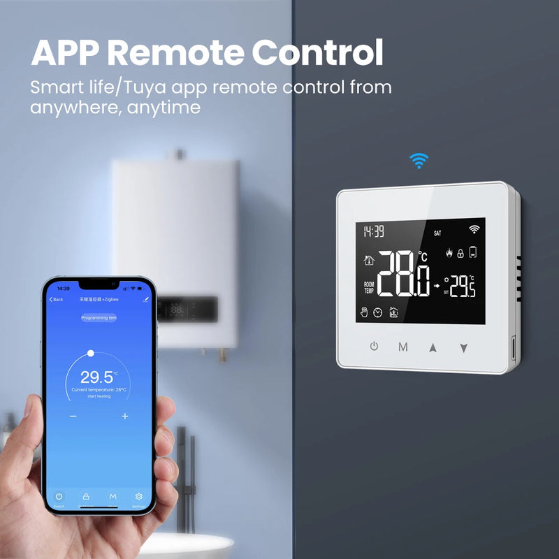 AVATTO Tuya WiFi/ZigBee Termostato Intelligente, Regolatore di Temperatura della Caldaia A Gas Acqua a Batteria a Bassa Potenza per Alexa Google Casa Alice