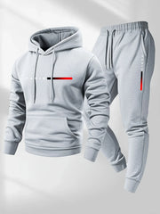 Set tuta sportiva uomo – felpa con cappuccio e pantaloni lunghi casual autunno/inverno con stampa lettere - Campeda