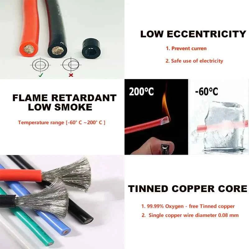 Cavo in silicone ultra morbido resistente alle alte temperature 6 8 10 12 14 16 18 20 22 24 26 28AWG rosso nero