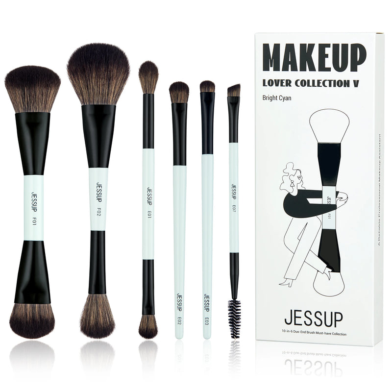 Jessup Set di pennelli per trucco bifacciali Fondotinta Contorno Blush Miscelazione - immagine 10