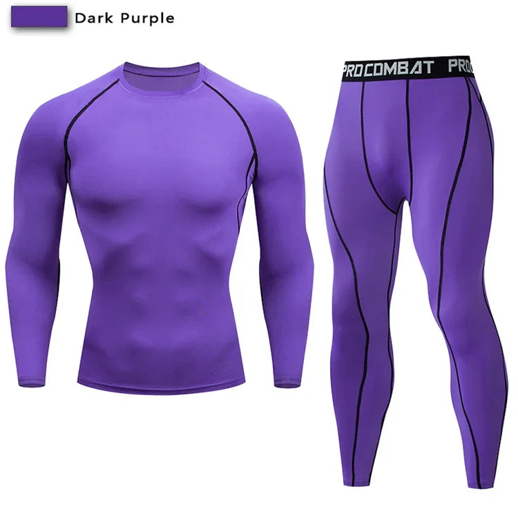 2 pezzi tuta sportiva a compressione da uomo allenamento elastico set yoga jogging - immagine 19