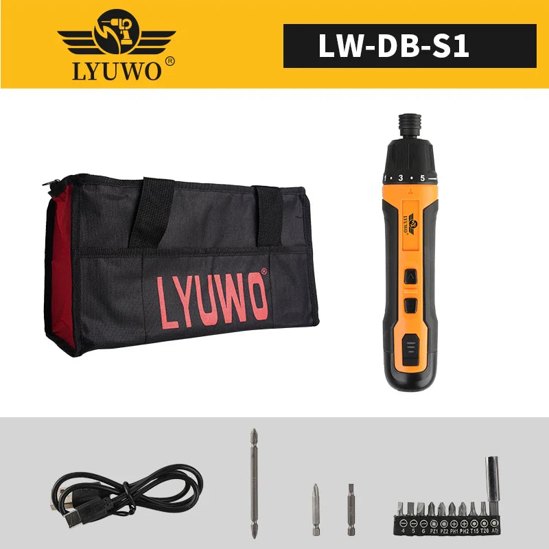 LYUWO Mini cacciavite elettrico wireless, punta da trapano ricaricabile da 1300 mAh, strumento di riparazione della coppia di smontaggio multifunzionale