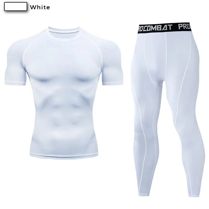 2 pezzi tuta sportiva a compressione da uomo allenamento elastico set yoga jogging - immagine 11