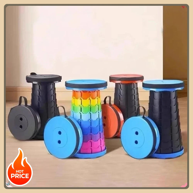 Sedia telescopica pieghevole in plastica, sgabello portatile con altezza regolabile, perfetta per la pesca, la spiaggia e il campeggio.