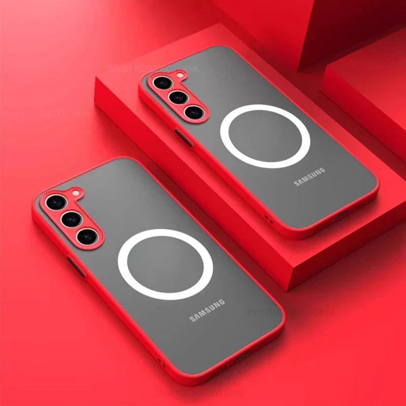 S25 S24 Ultra Plus Custodia Armatura opaca magnetica per Samsung Galaxy S25 S24 S23 S 25 Ultra Plus Custodie Cover di ricarica wireless satinata