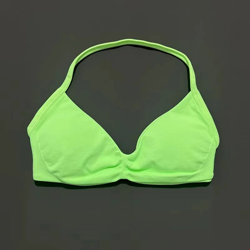 Reggiseno sportivo con spalline Intimo yoga Donna Palestra Top Corsa Esercizio senza - Neon Lime - immagine 31