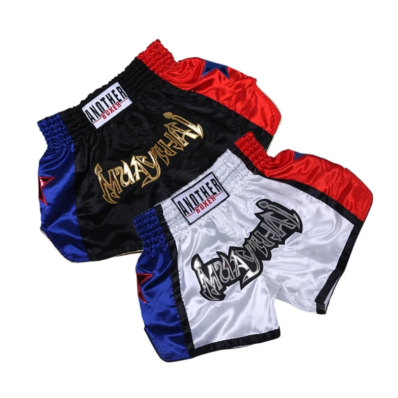 ANOTHERBOXER Muay Thai Pantaloncini MMA Ricamo Sport Fitness Combattimento Kickboxing - immagine 4