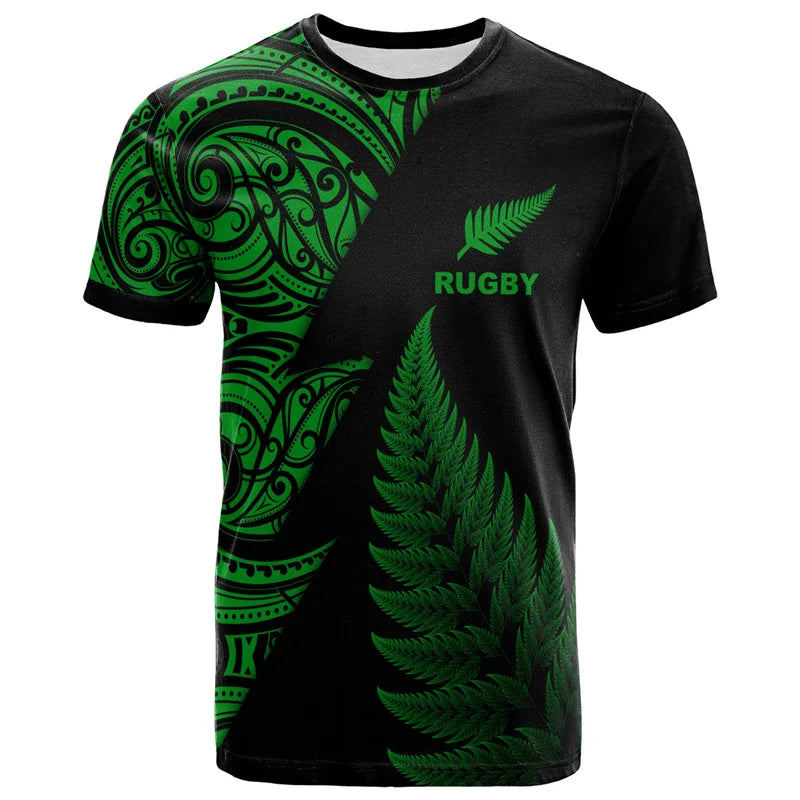 3D Zelanda Maori Palla da rugby Stampa T Shirt Sport Fitness T-shirt ad - immagine 13