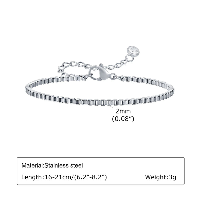 Bracciale a catena da donna color argento bracciali impilabili in acciaio inossidabile - immagine 9
