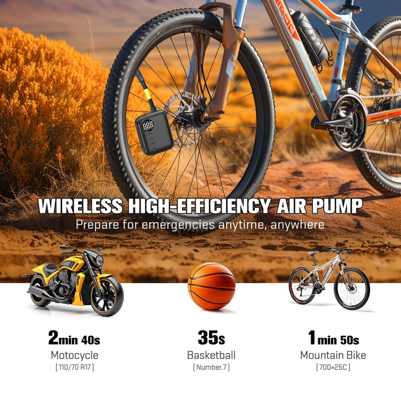 Pompa Elettrica Portatile per Biciclette Carsun Gonfiatore Wireless Pneumatici - immagine 7