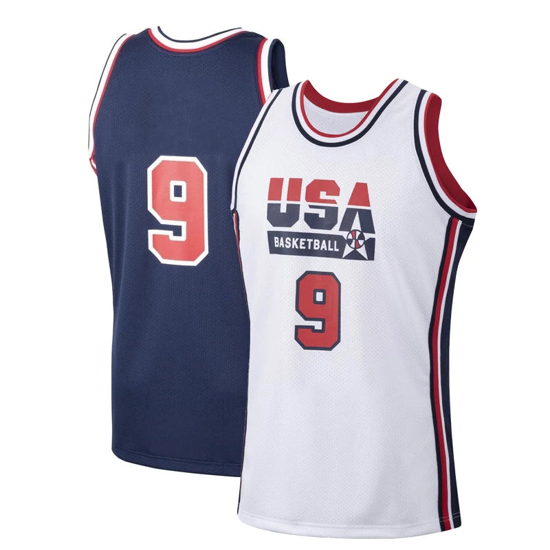 Maglie da Basket USA Ricamo a 9 Punti Abbigliamento Sportivo Traspirante