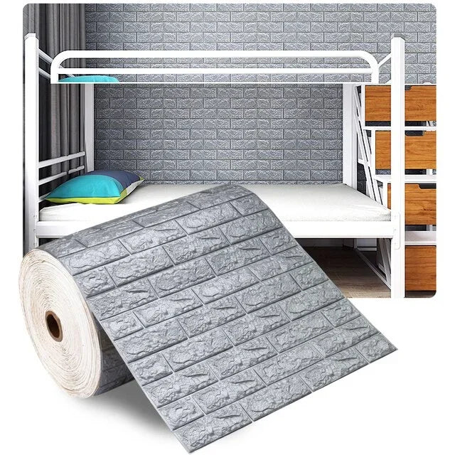 Carta da Parati 3D Effetto Mattone Autoadesiva in Schiuma Impermeabile per Decorazione Casa e Rivestimento Pareti