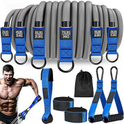 Fascia di resistenza con maniglia: Utilizzata per allenamento muscolare - Blu - immagine 3